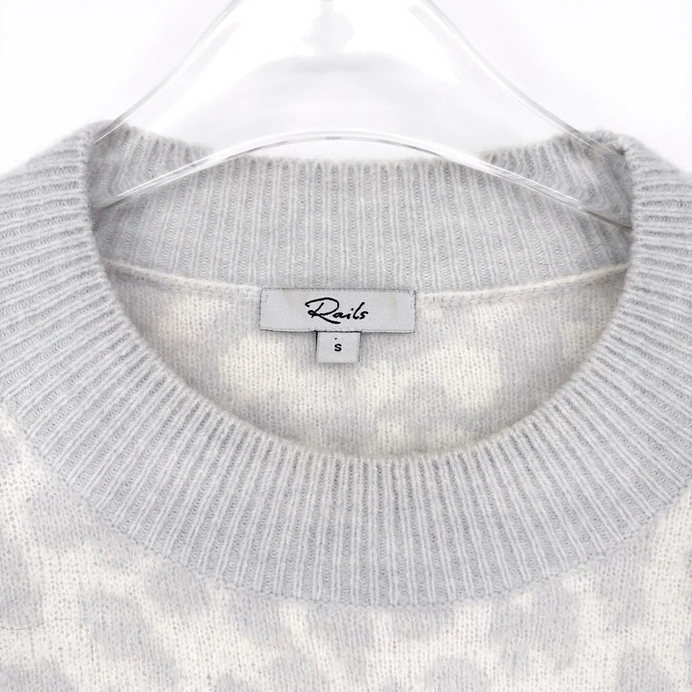 RAILS Lana Mixed Animal Print Ivory Gray Sweater S - Picture 7 of 10
